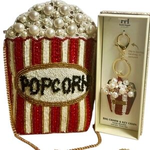🍿▪️From India To You▪️Beaded Popcorn Purse + Haute Hippie Bagcharm Bundle